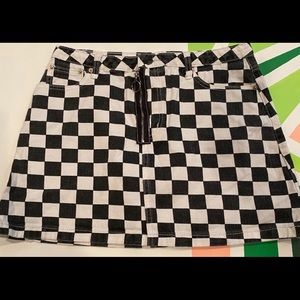 {Signature} Checkerboard Mini Skirt